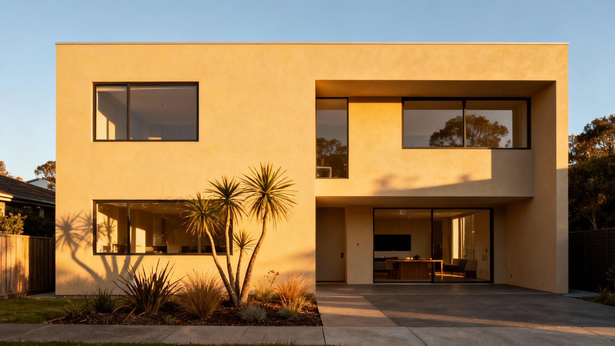 A modern home with large windows demonstrating passive solar design principles