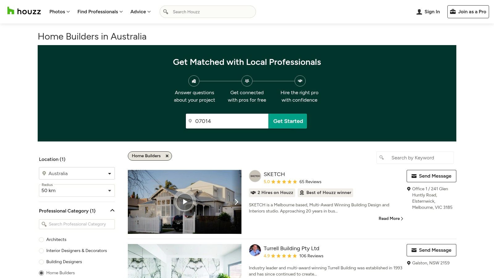 Houzz Australia – Home Builders directory