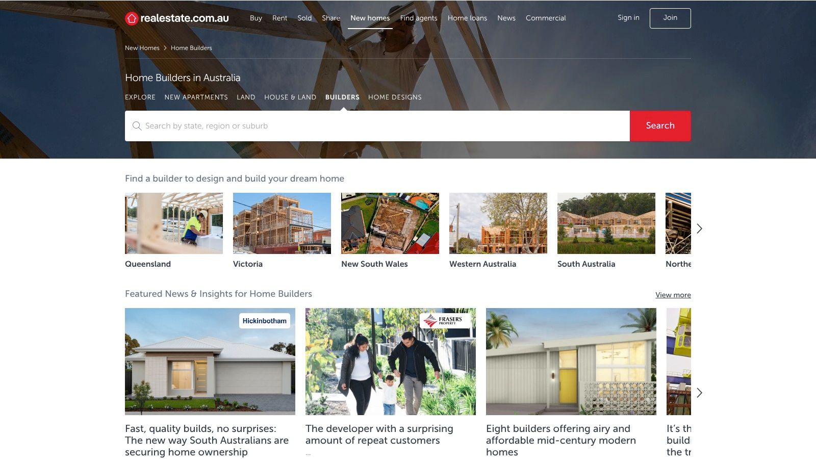 realestate.com.au – Home Builders directory