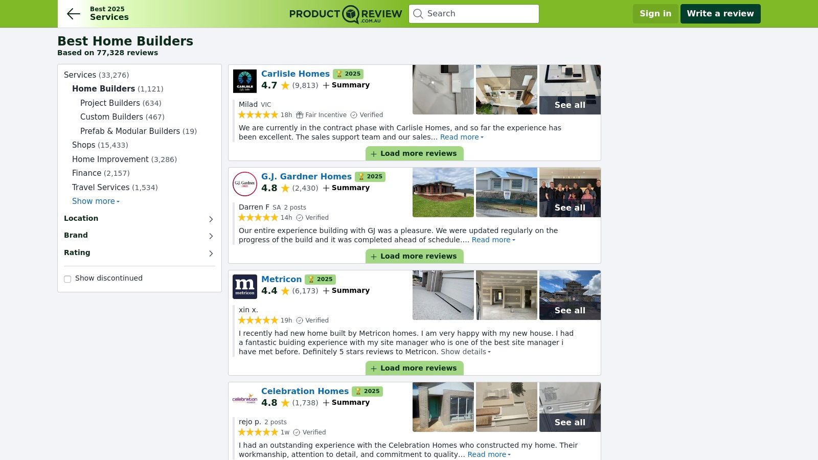 ProductReview.com.au – Home Builders (Victoria) Reviews