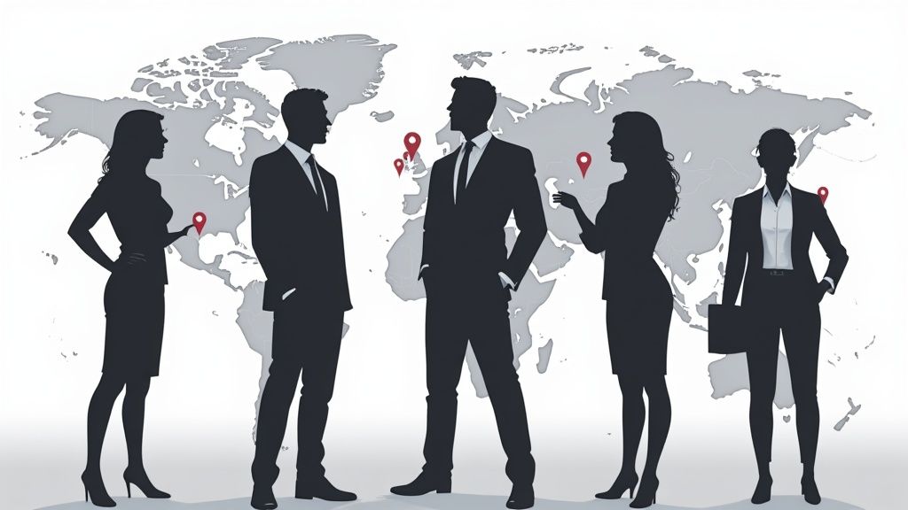 A wide shot of a large, bustling conference hall filled with attendees and sponsor booths.