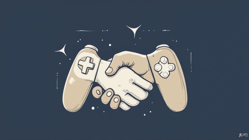 A group of gamers deeply engaged in a competitive match at an esports event, surrounded by monitors and professional gaming gear.