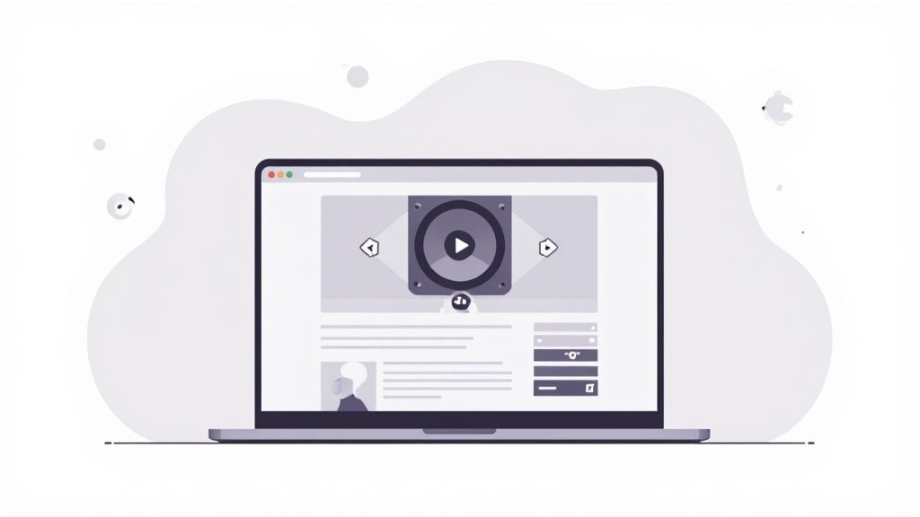 A marketing professional creating a content strategy on a whiteboard with sticky notes and charts.