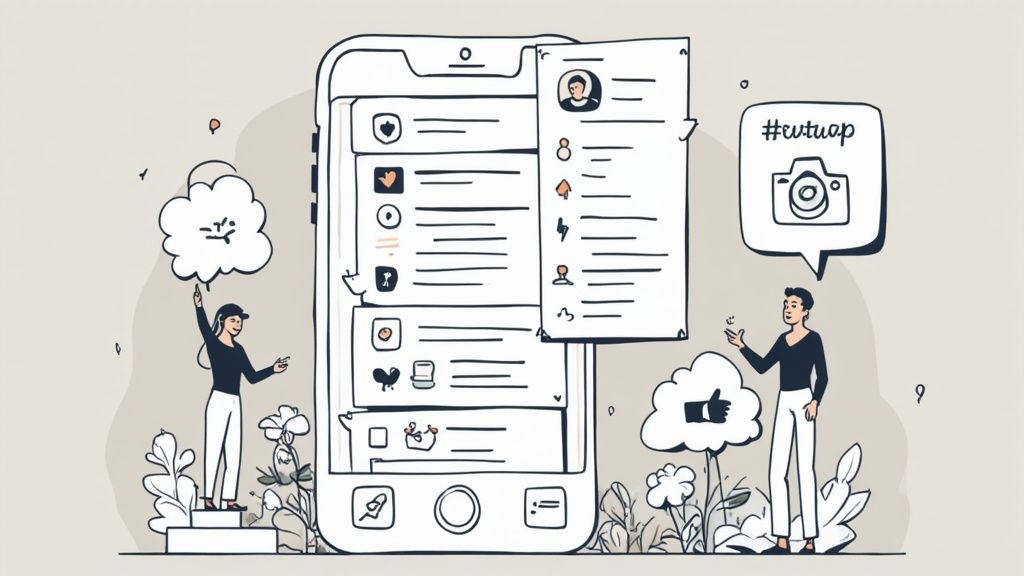 A person live-tweeting on their phone during a conference session