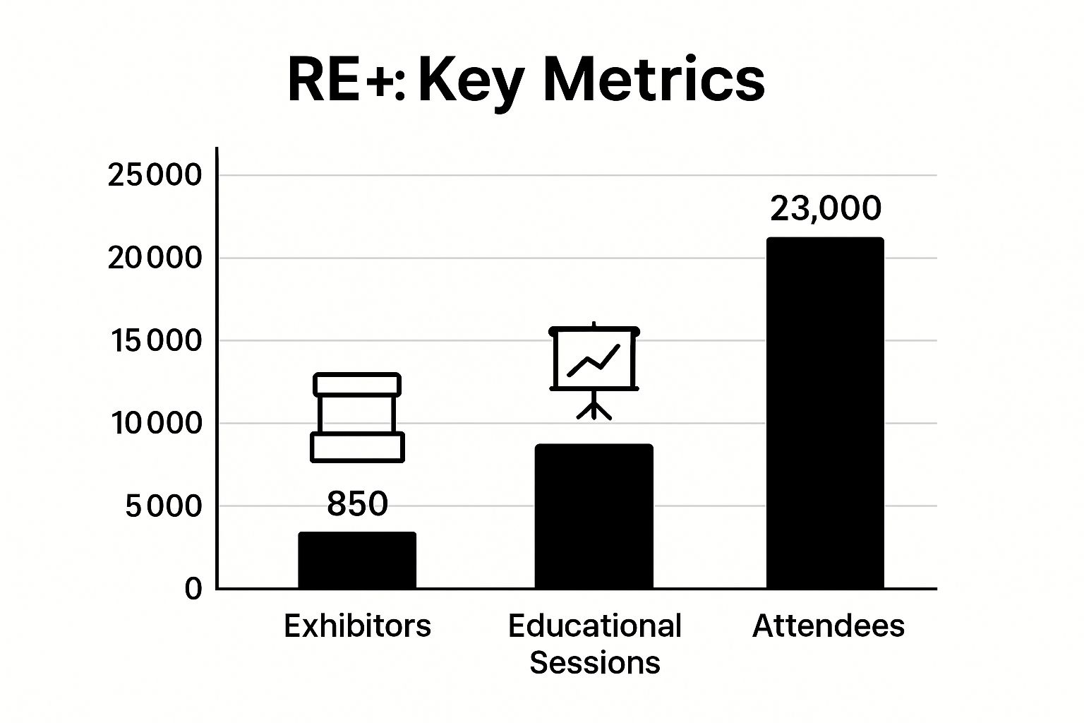 Infographic showing key data about RE+ (formerly Solar Power International)