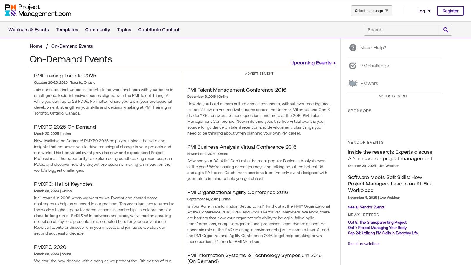 ProjectManagement.com – PMXPO and On-Demand Events (PMI affiliate)