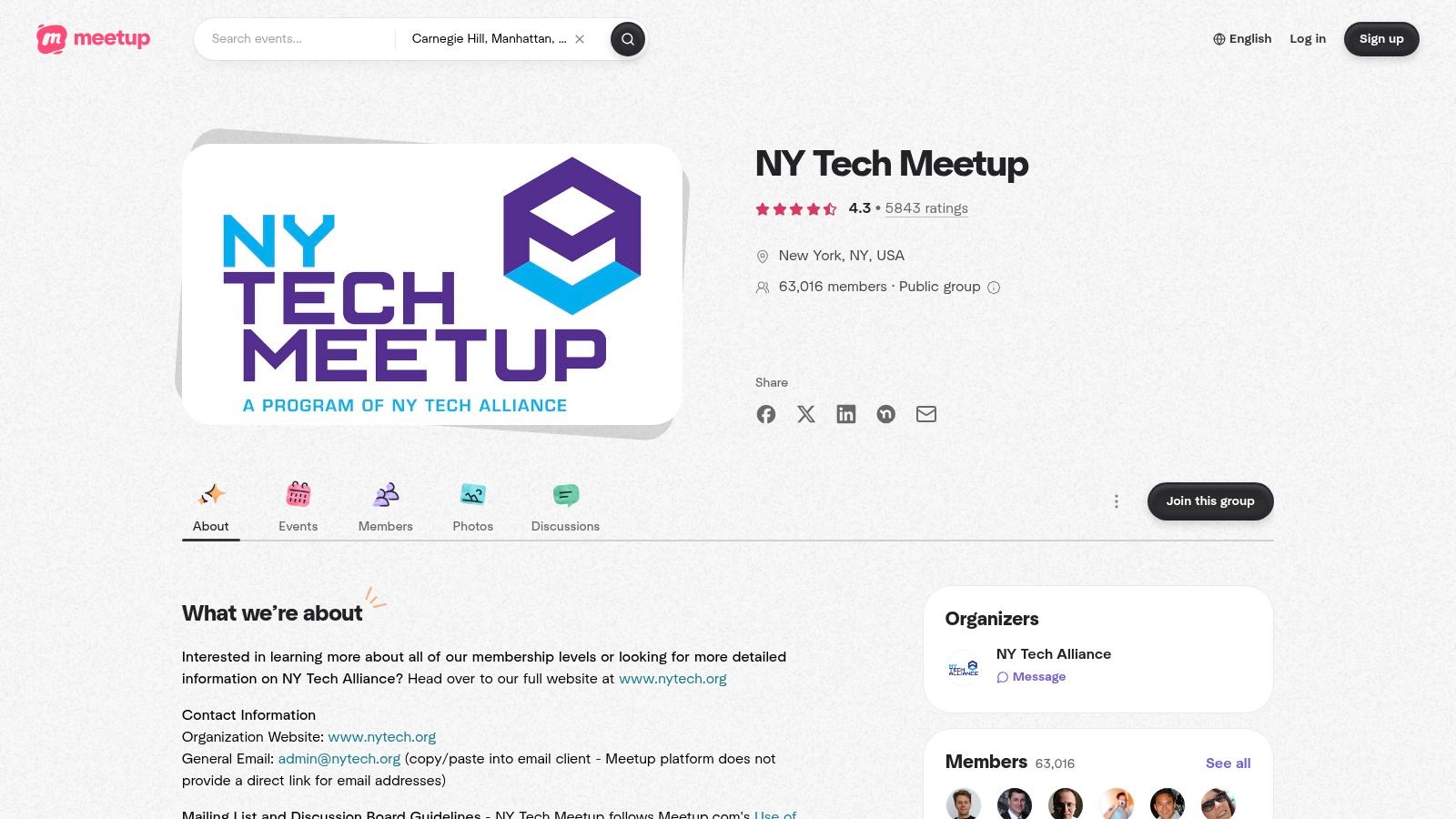 Meetup (NY Tech Meetup & NYC tech groups)