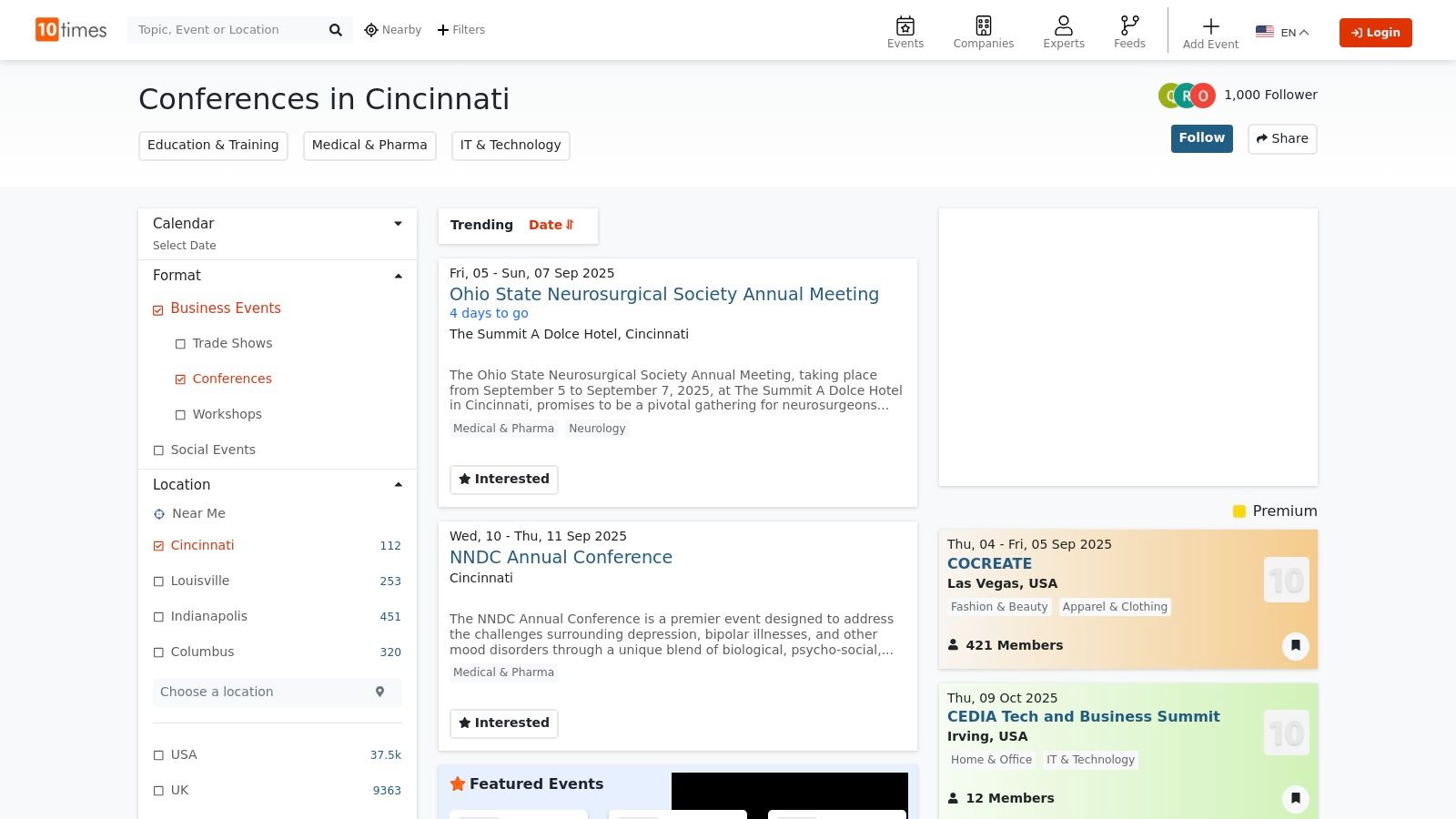 10Times – Cincinnati Conferences Directory