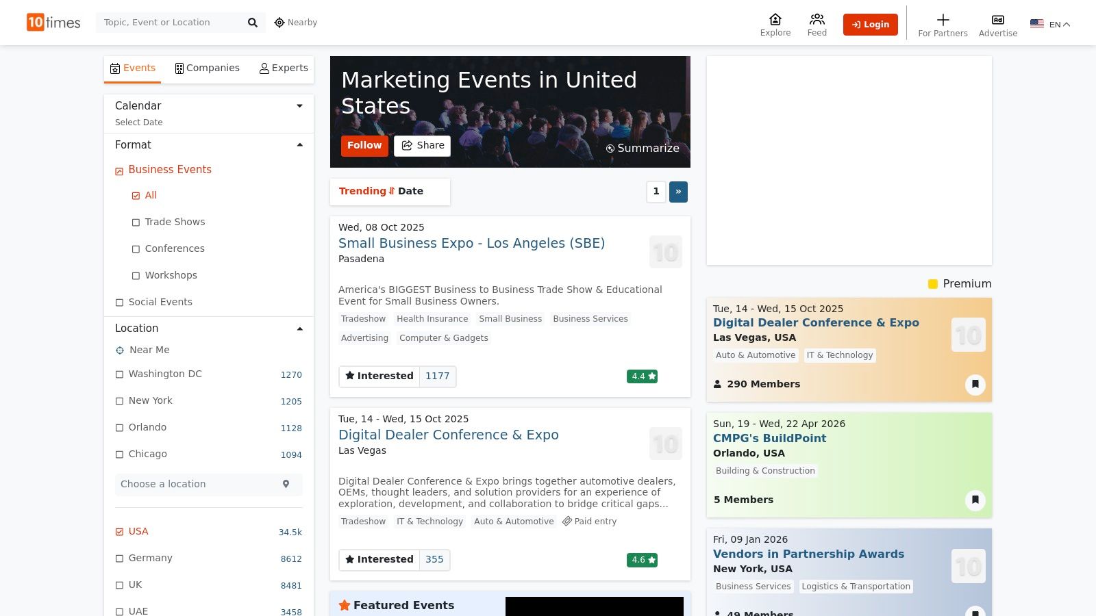 10Times (US Marketing Events Directory)