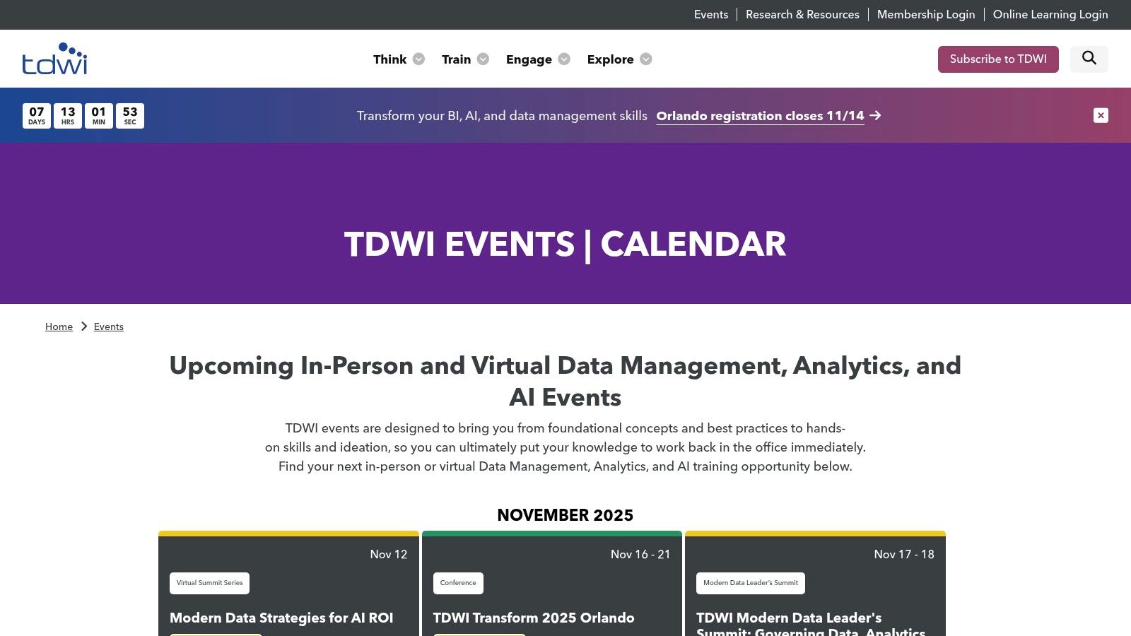 TDWI Transform Conferences
