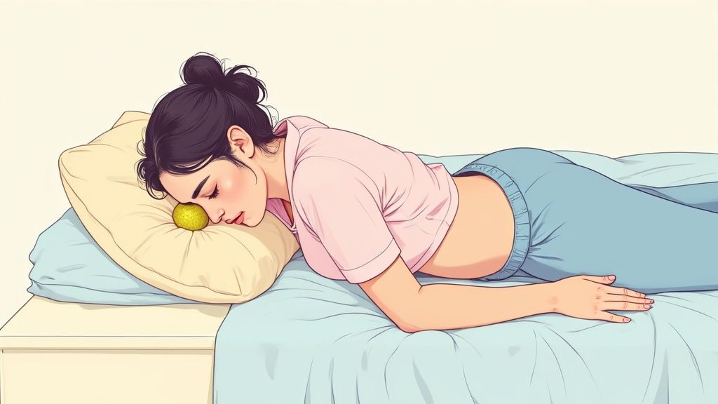 Personne dormant sur le côté pour illustrer une meilleure posture anti-ronflement.