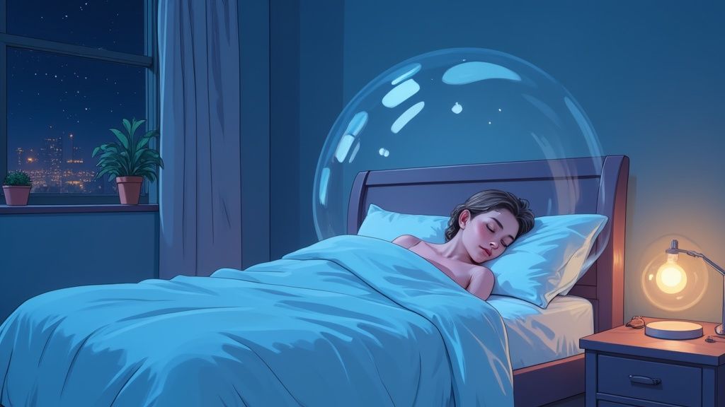 Une personne dormant paisiblement avec des boules quies