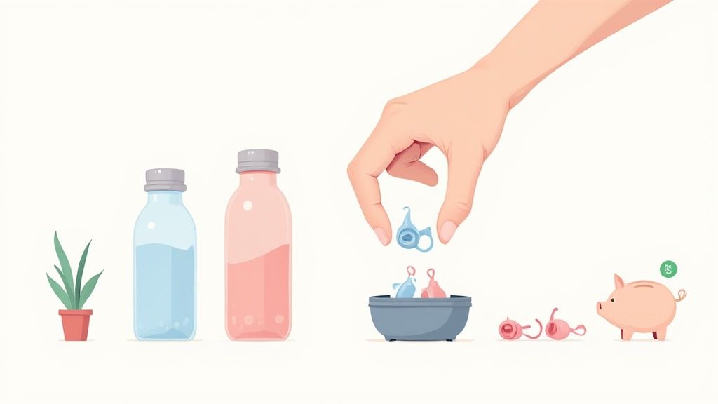 Une femme dort paisiblement avec des boules quies réutilisables, symbolisant le calme et le confort.