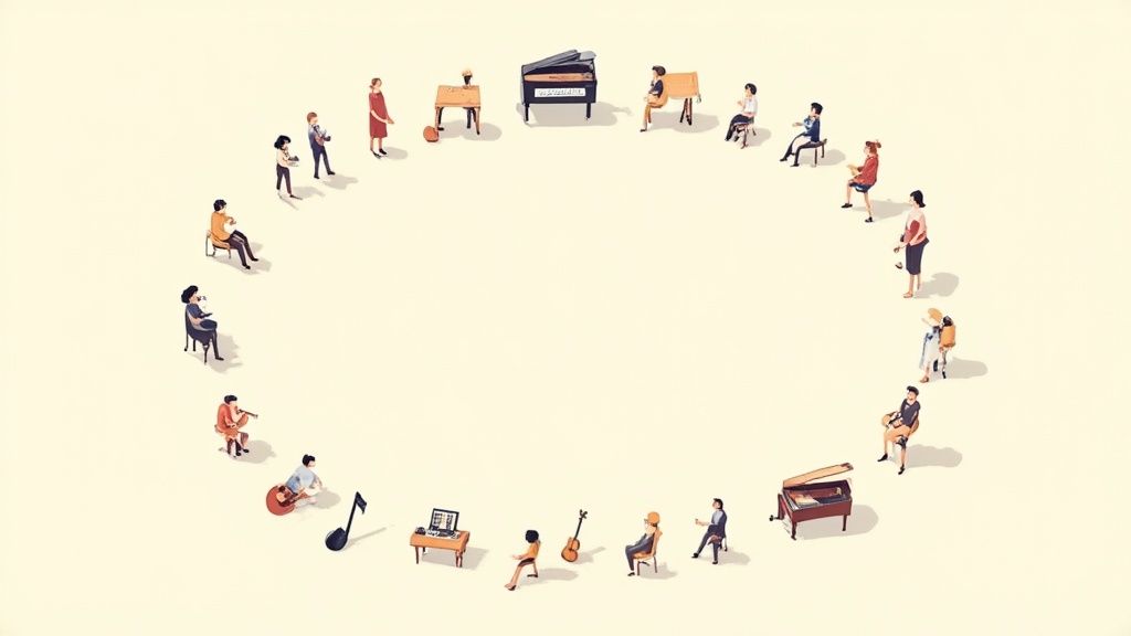 Un casque posé sur un oreiller dans une chambre calme et tamisée.