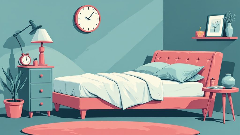 Une chambre à coucher sombre et calme, optimisée pour le sommeil