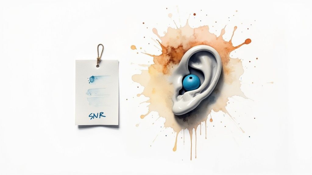 Personne choisissant des bouchons d'oreille sur une table