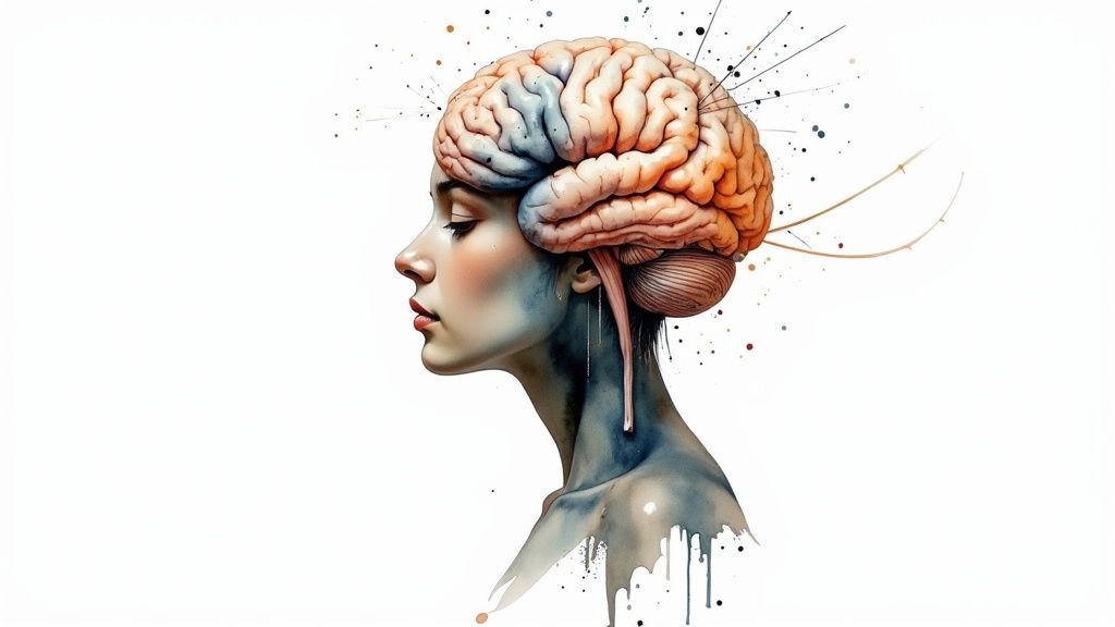 Une personne se tenant la tête, l'air stressé et fatigué