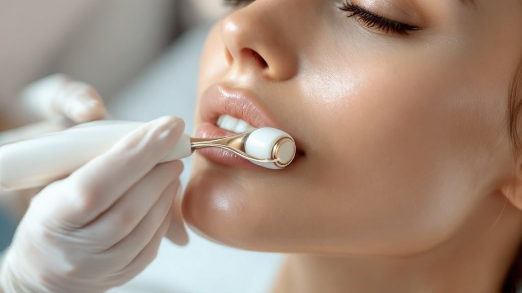 Woman with glowing, flawless skin in Beverly Hills