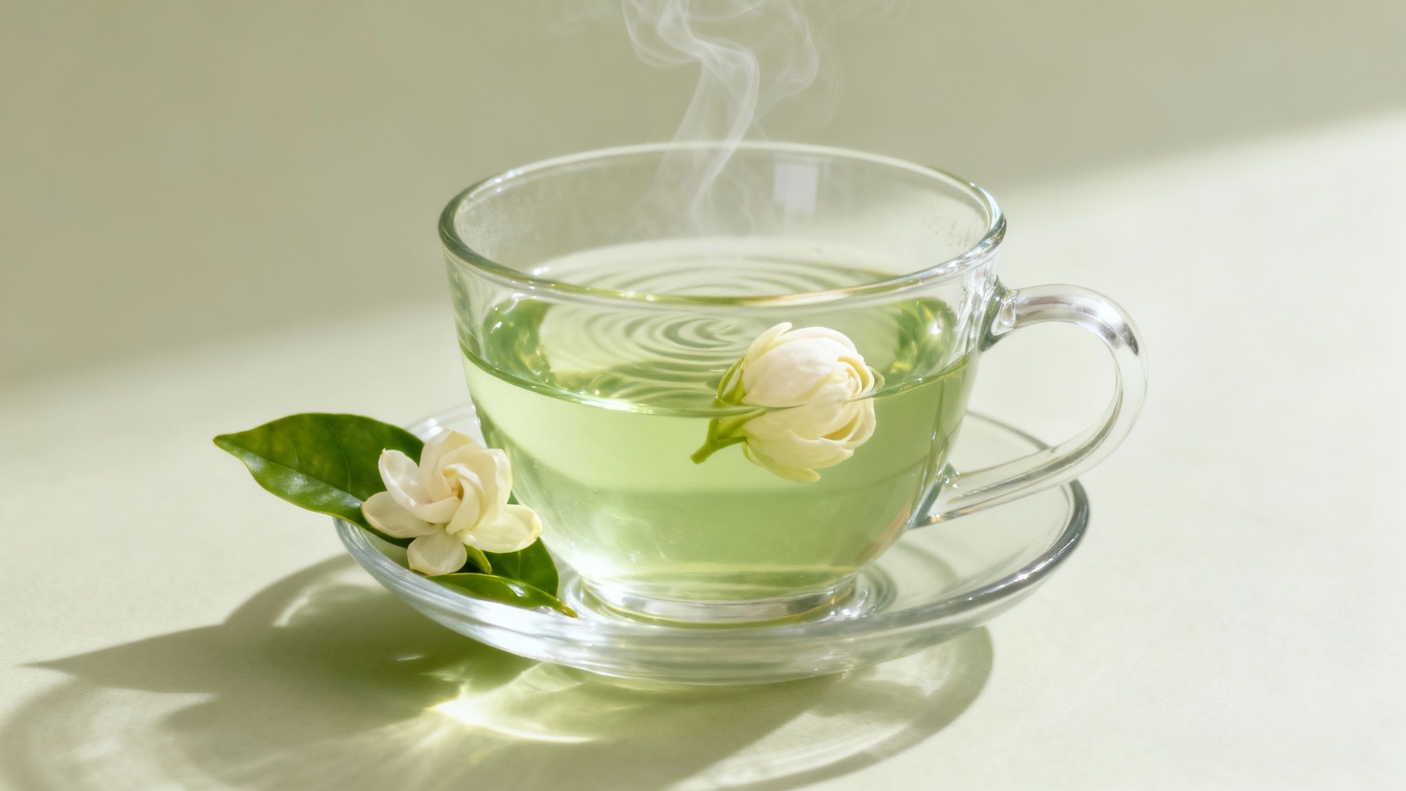 A close-up of jasmine pearl teas being tasted