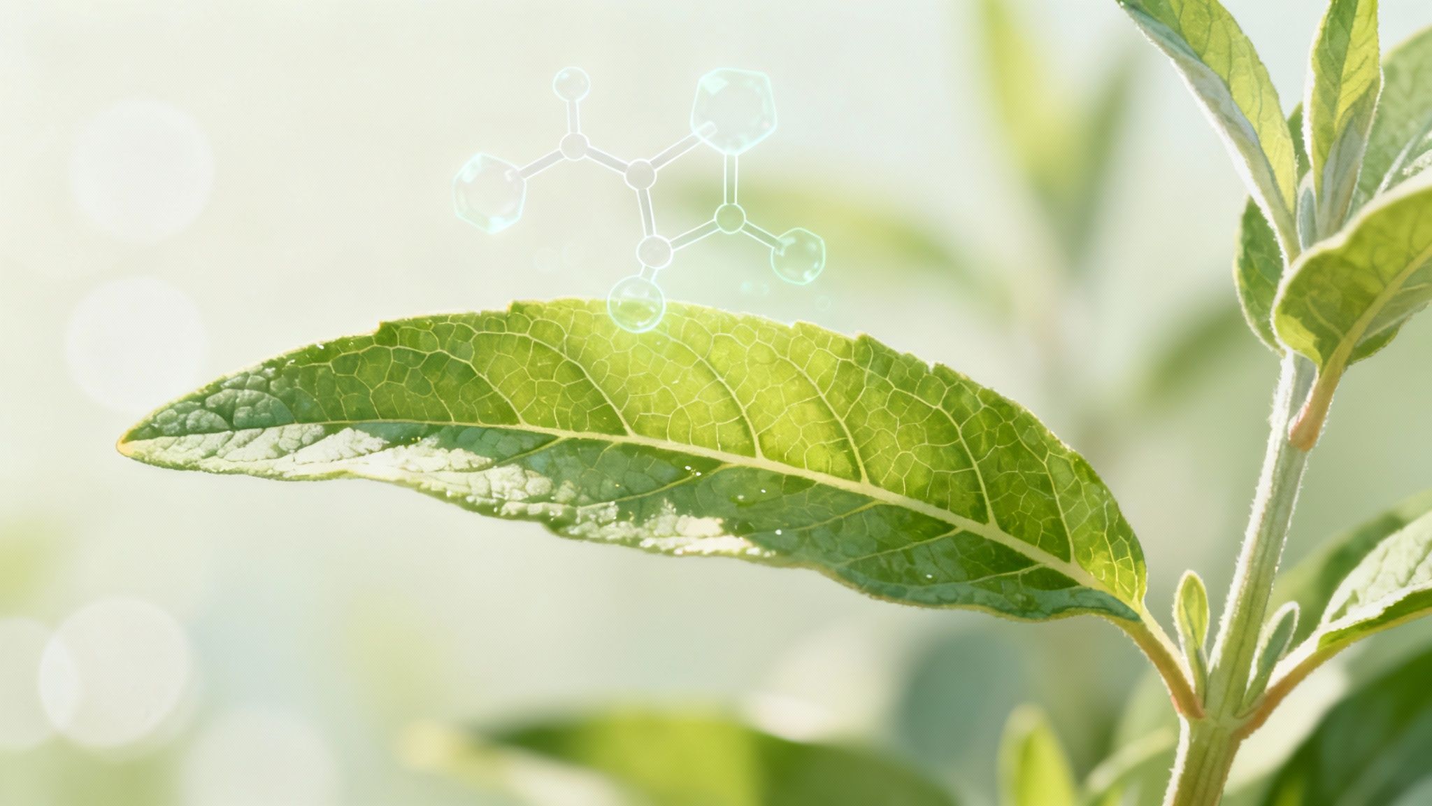 Close-up of vibrant green lemon verbena leaves, highlighting their texture and shape.