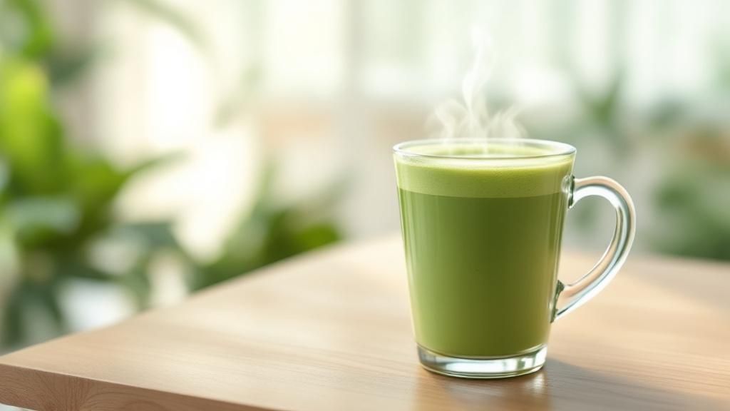 A heart-shaped bowl filled with vibrant green matcha powder, symbolising its cardiovascular benefits