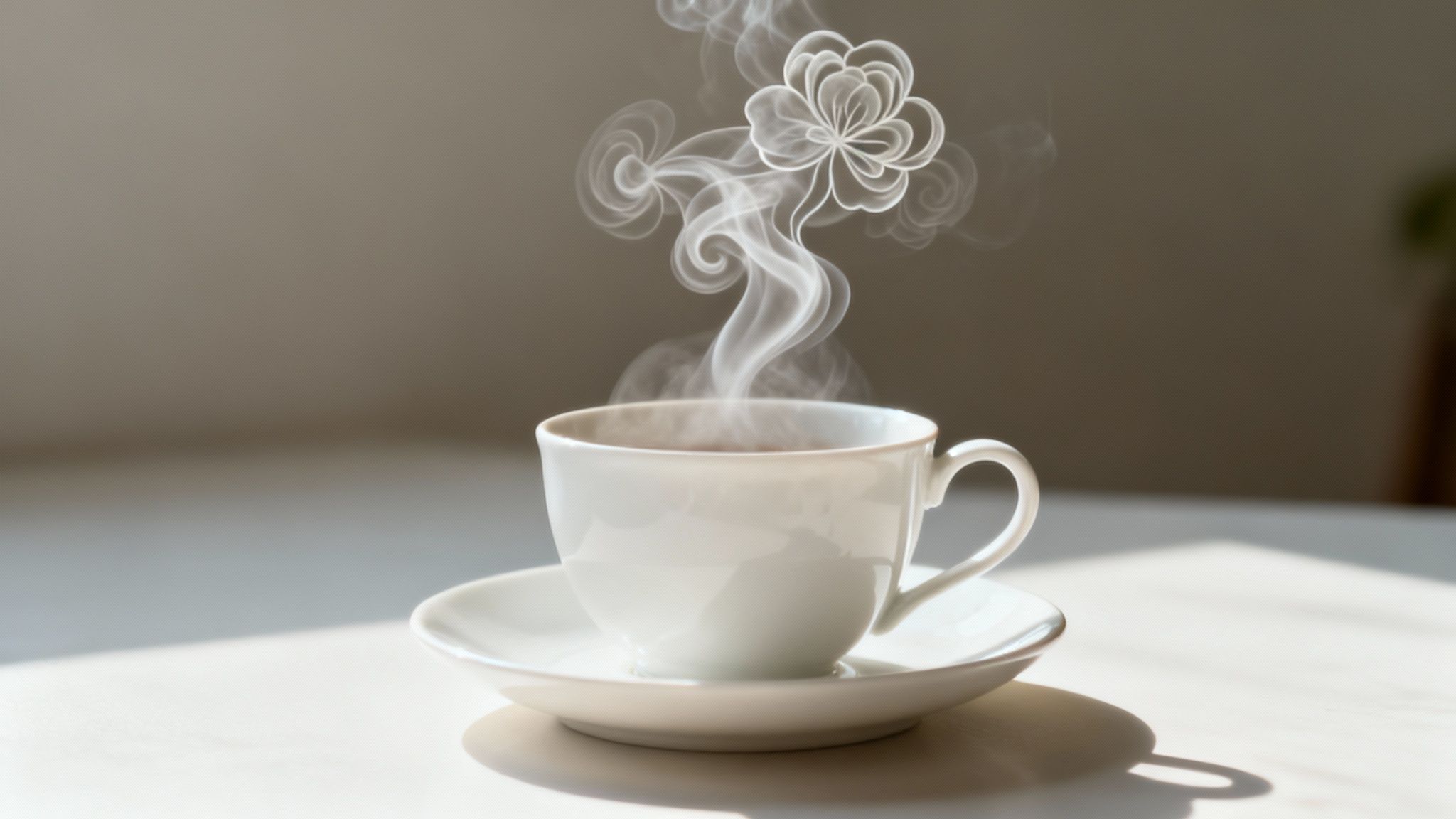 A close-up shot of loose leaf tea unfurling in a glass teapot.