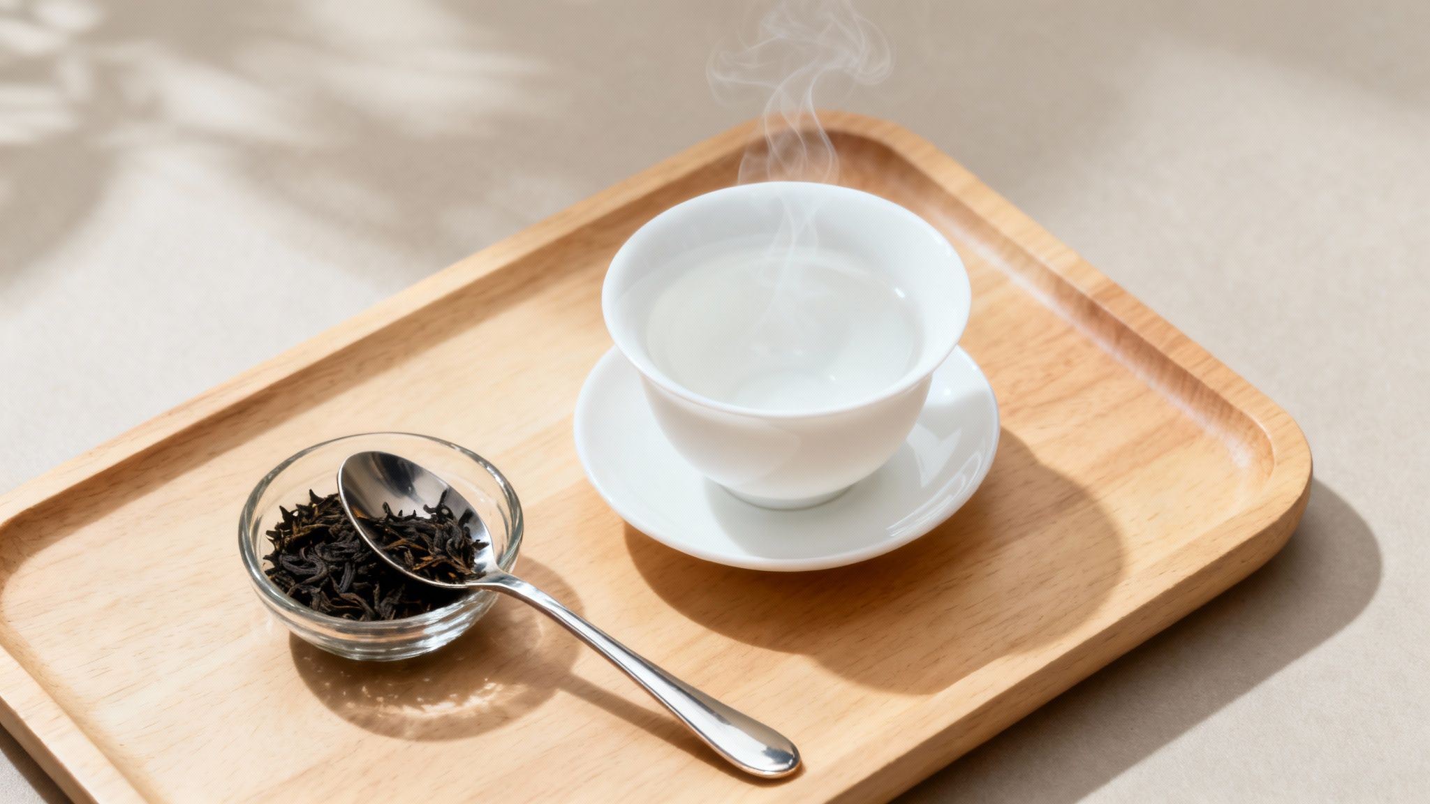 A beautiful arrangement of loose leaf tea, a teapot, and a cup, ready for brewing.