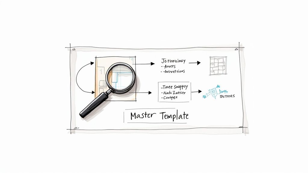 A team of architects reviewing a physical blueprint, symbolizing the process of analyzing past production data.