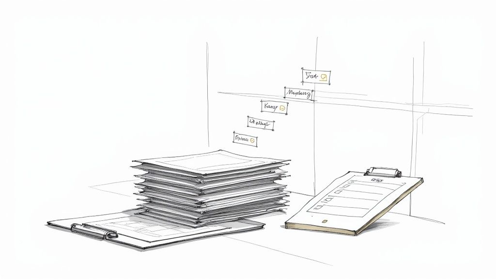 Architects collaborating over a detailed building information model on a large screen, symbolizing a disciplined software ecosystem.
