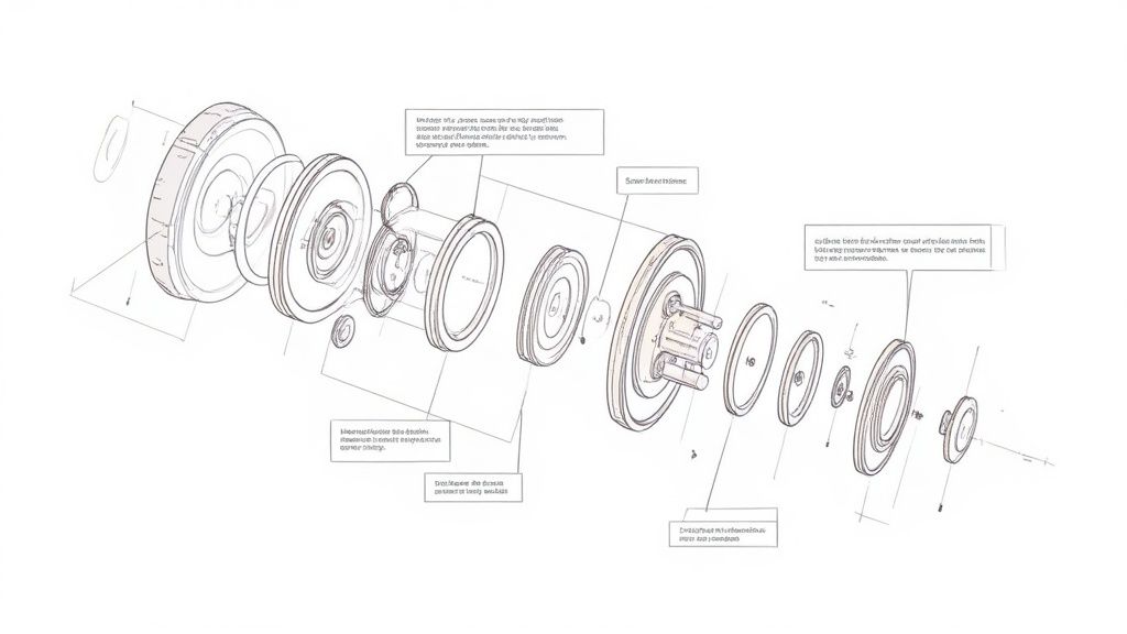 A detailed shop drawing for a construction component being reviewed on a digital tablet.