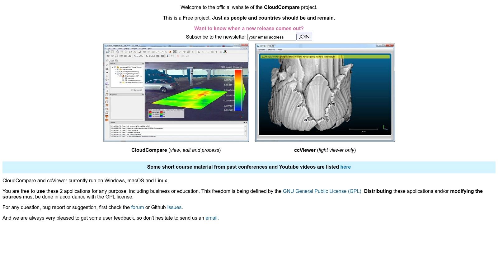 A view of the CloudCompare interface showing a colorful, dense point cloud of a building facade being analyzed.