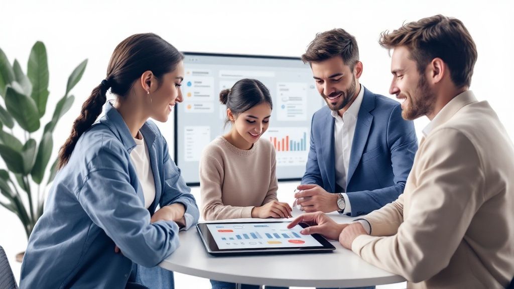 Image of a small business owner working efficiently with automation tools
