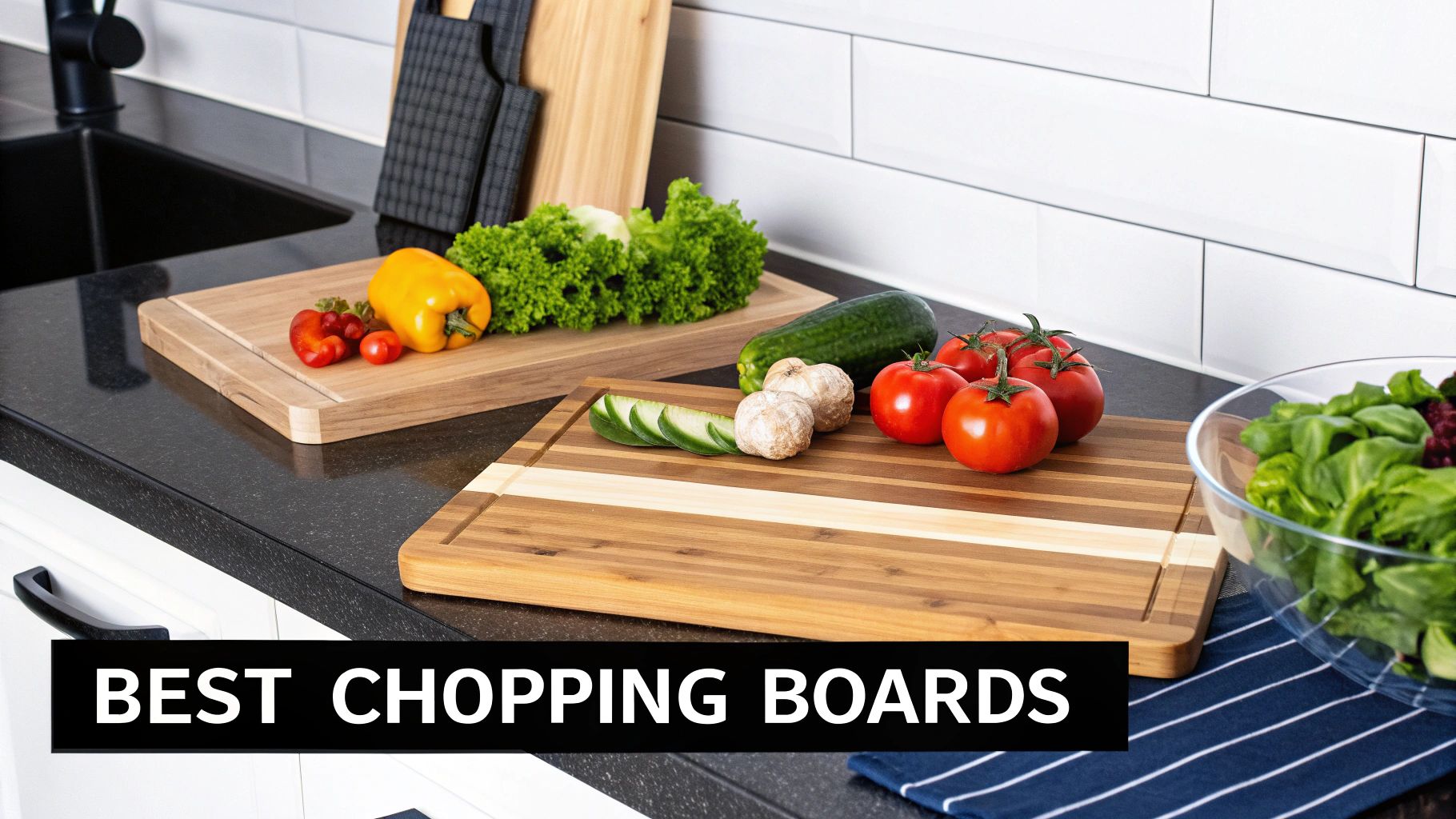 A modern, sleek chopping board being used to slice fresh vegetables in a bright Australian kitchen.