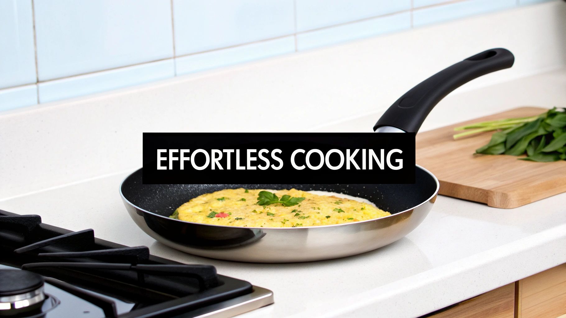 A perfectly cooked meal being served from a titanium non stick pan