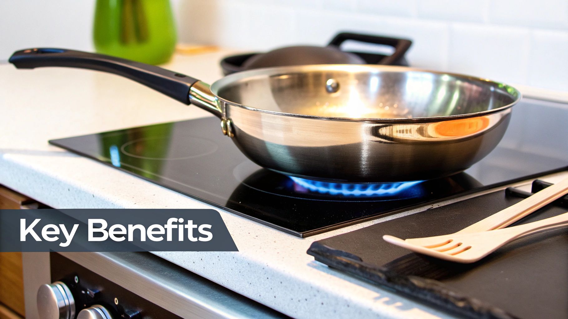 A close-up shot of a titanium pan showcasing its durable, non-stick surface.