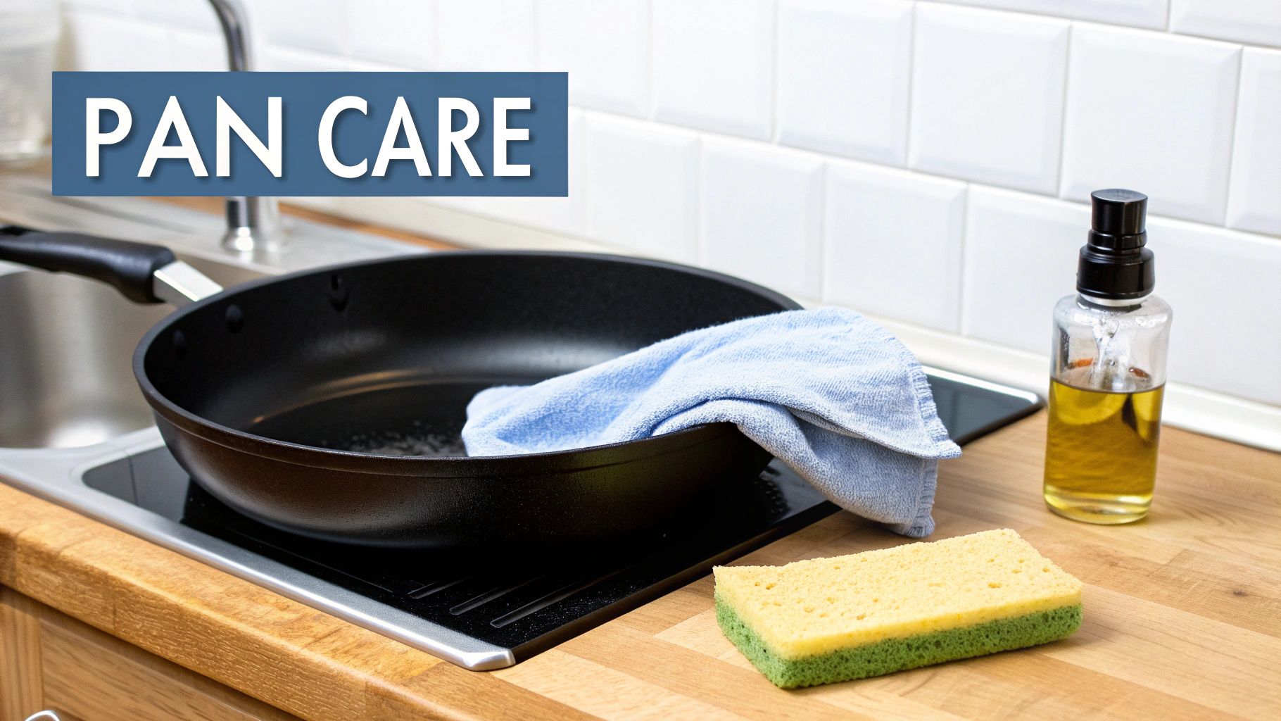 A person carefully cleaning a large pan in a sink