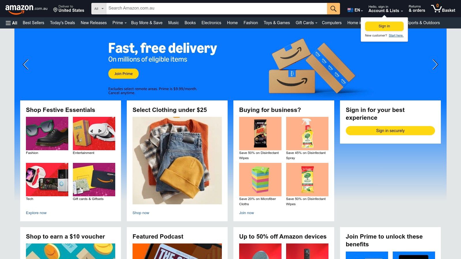 Amazon Australia Homepage