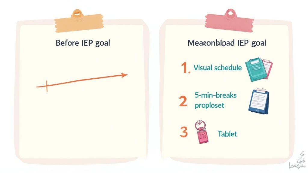 Student using visual schedule