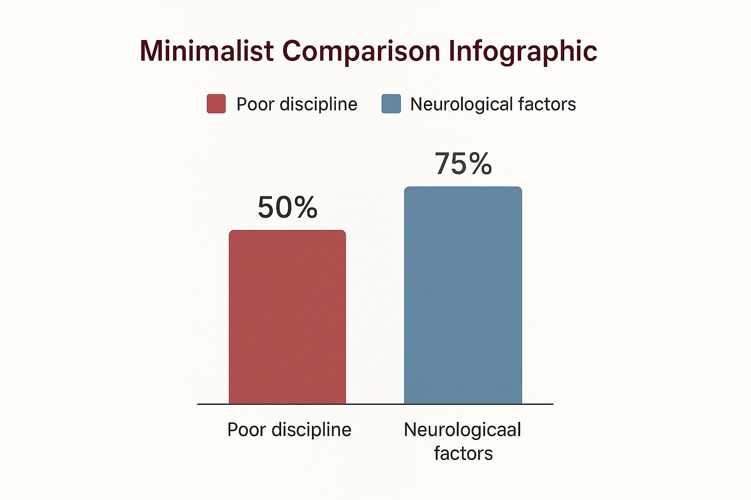 Infographic comparing public perception of ADHD causes, showing more people believe it is due to poor discipline than neurological factors.