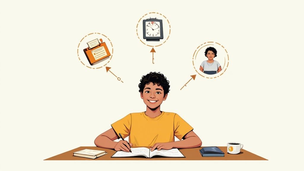 A person organizing papers and documents for a 504 plan