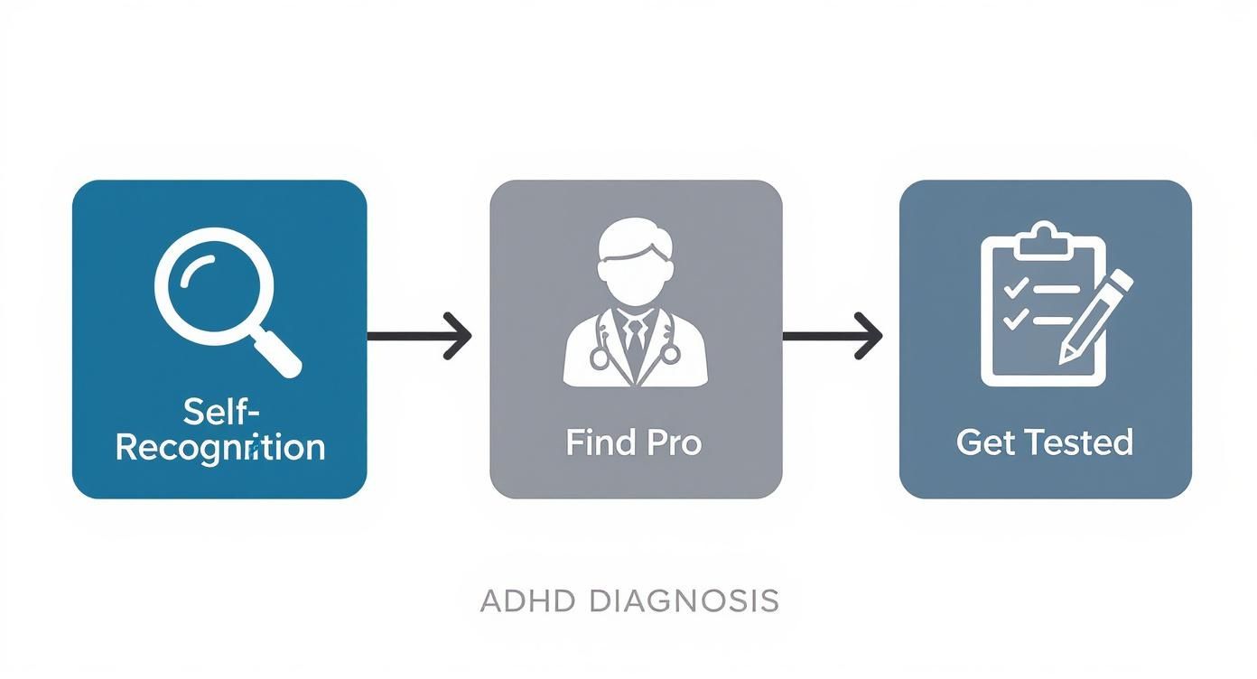Infographic about how to get tested for adhd