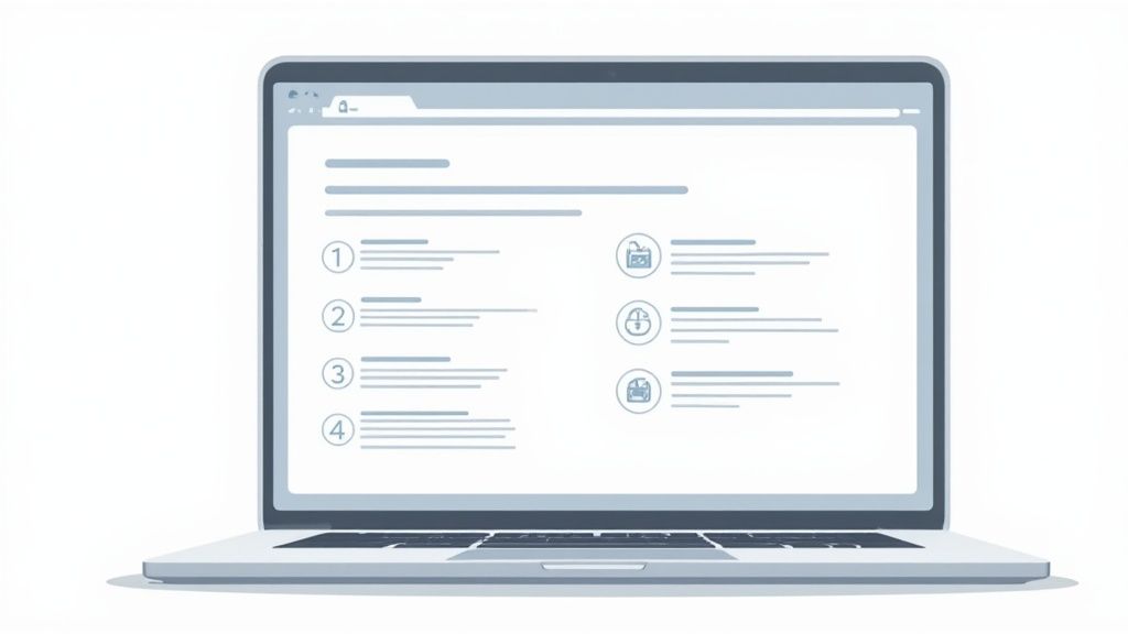 A magnifying glass hovering over a computer screen, symbolizing the search for a reputable online diagnosis provider.