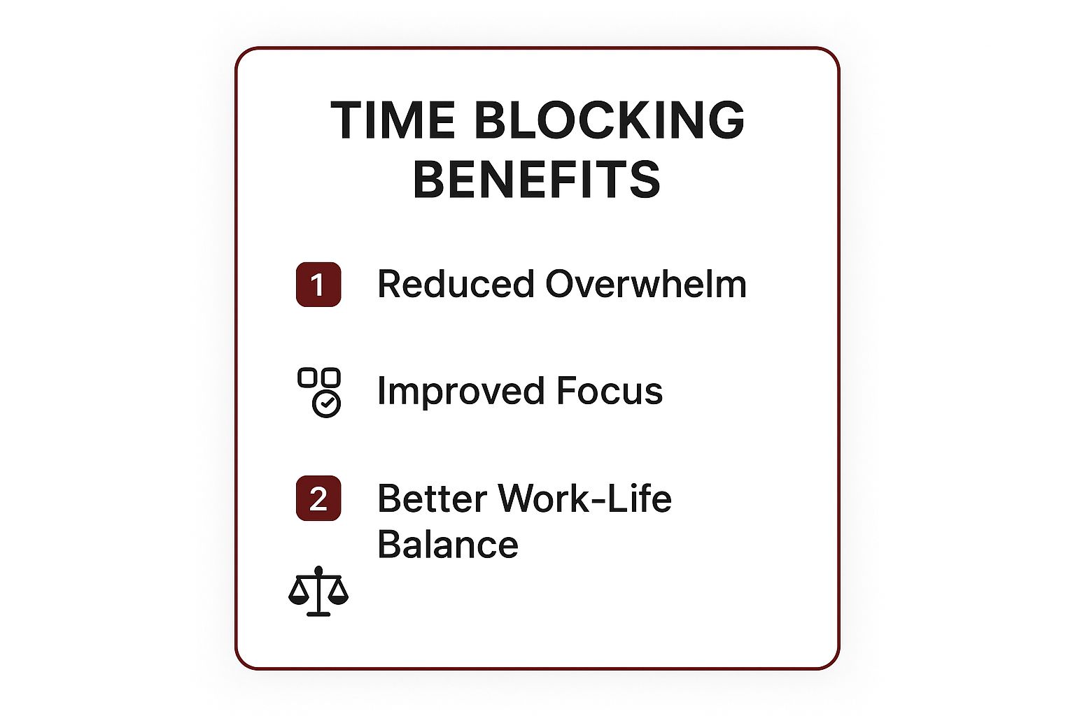 Infographic showing key data about Time Blocking and Schedule Structuring