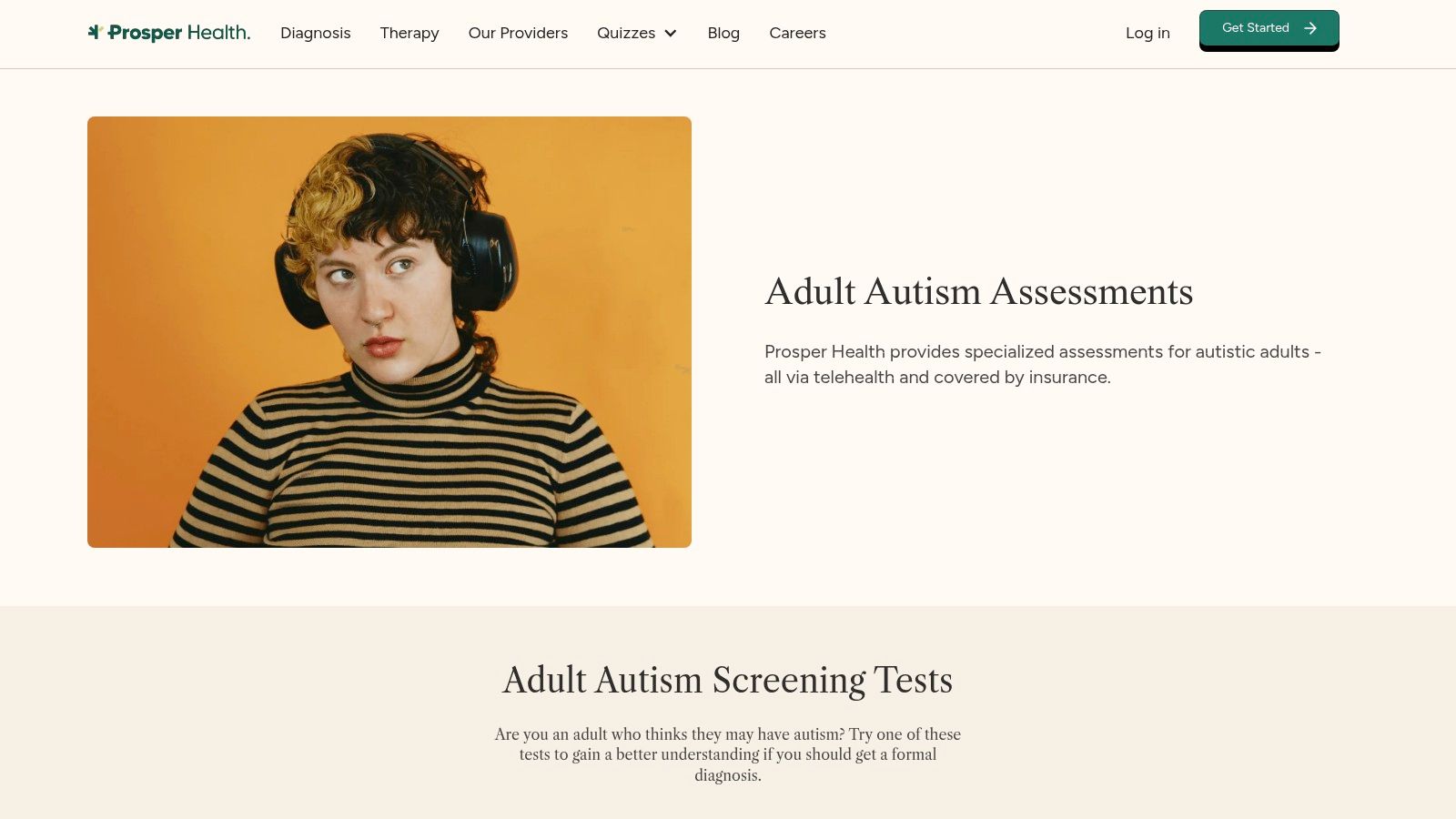 An adult considers their answers while taking an online autism screener on a laptop.