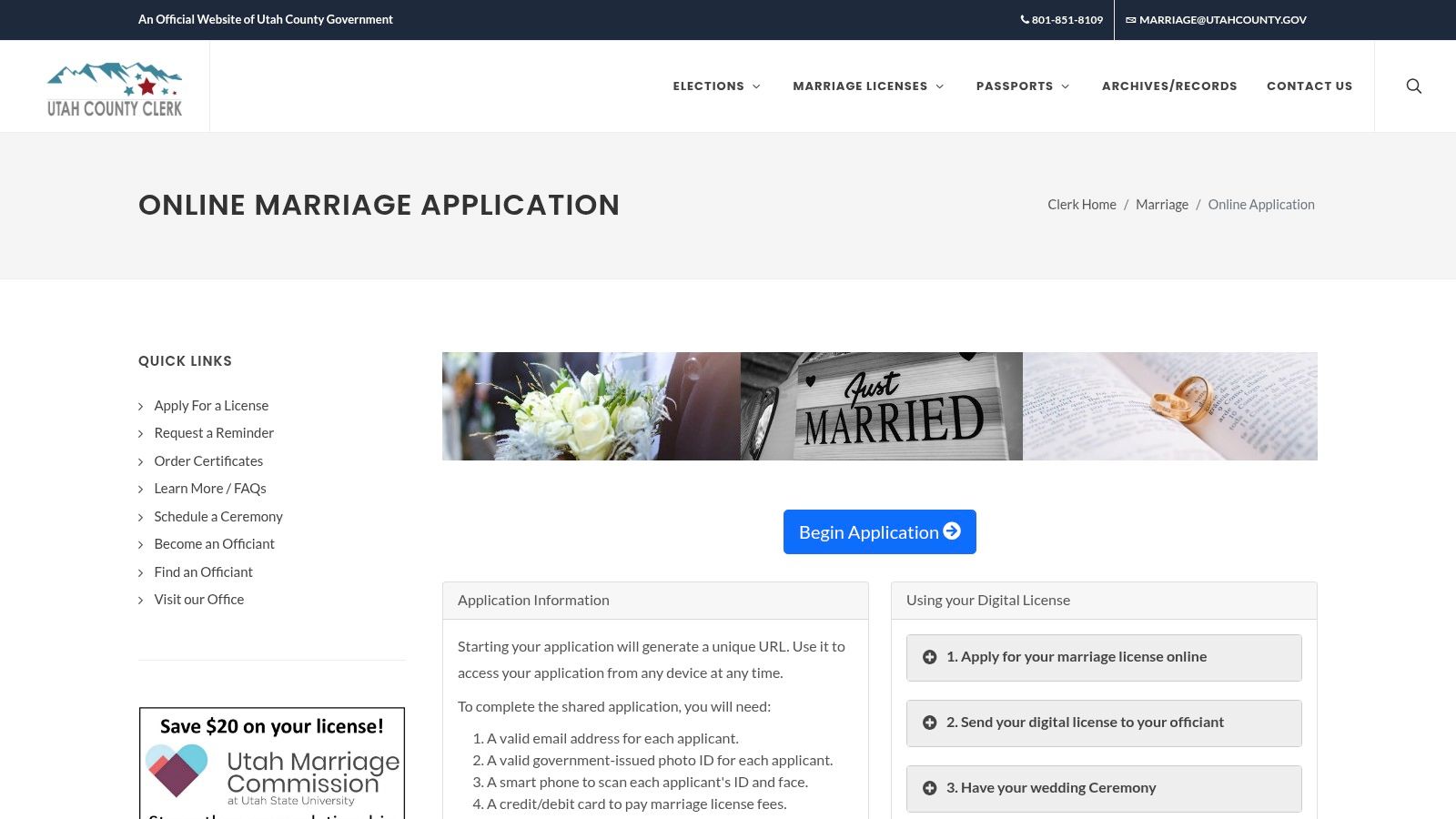 Utah County (Official) — Online Marriage License Application