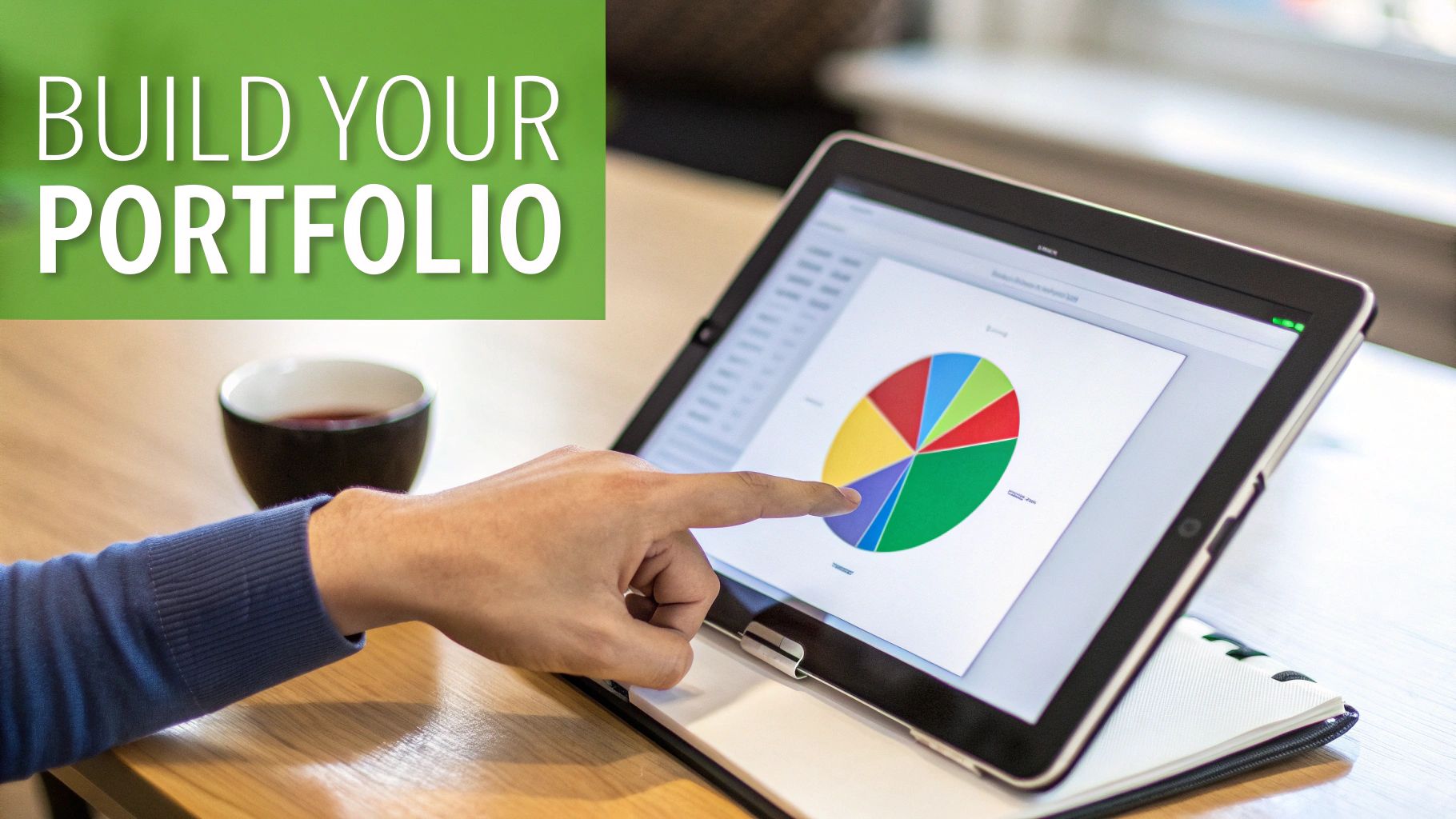 A pie chart showing an investment portfolio allocation between stocks and bonds