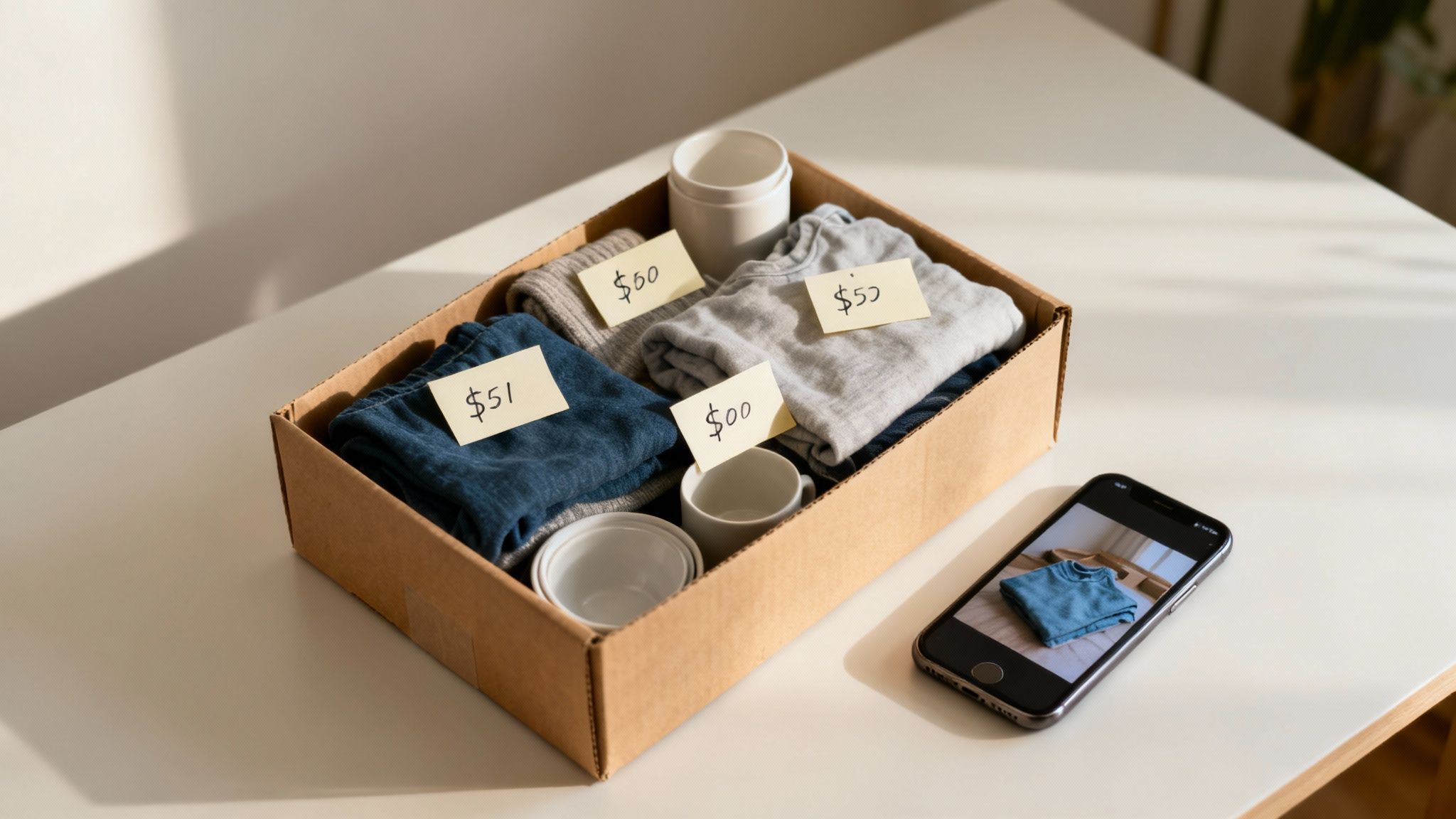 A person organizes documents to fill out a tax form.