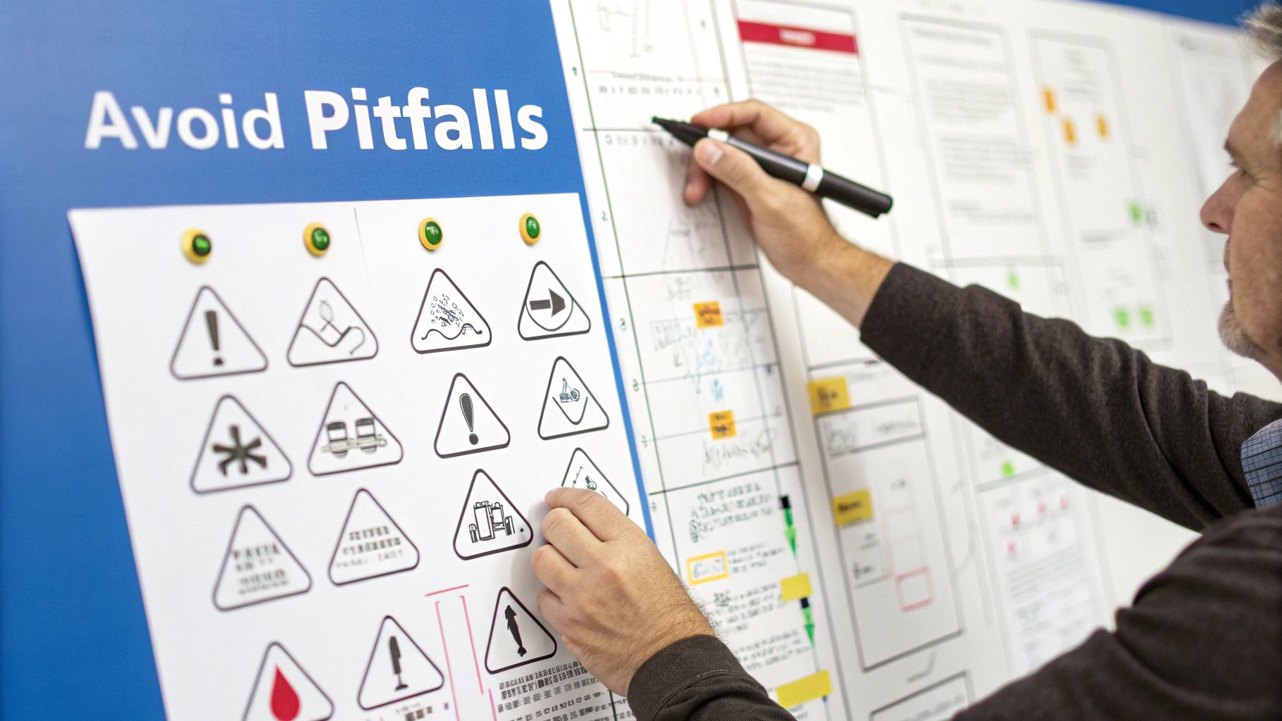 A person navigating a complex maze, representing the challenges of data synchronization.