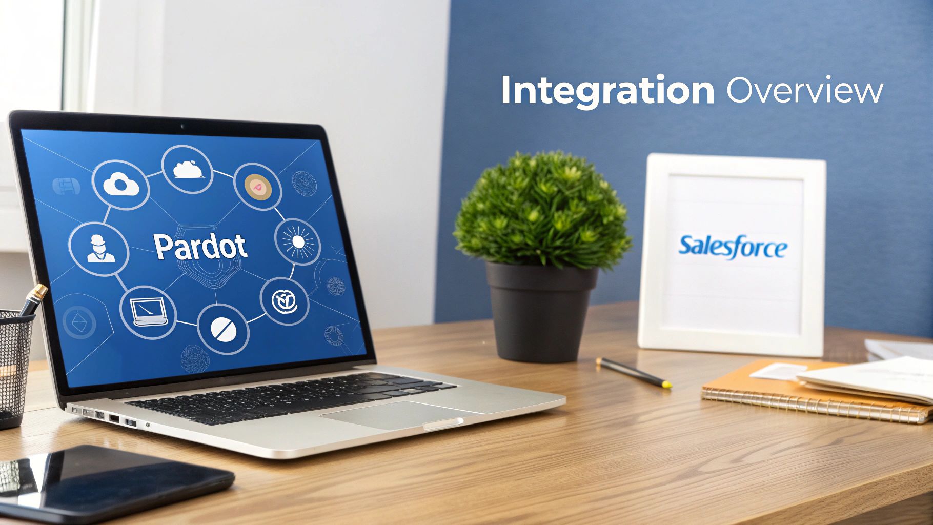 A computer screen showing code and data, representing the technical foundation of a Pardot to Salesforce integration.