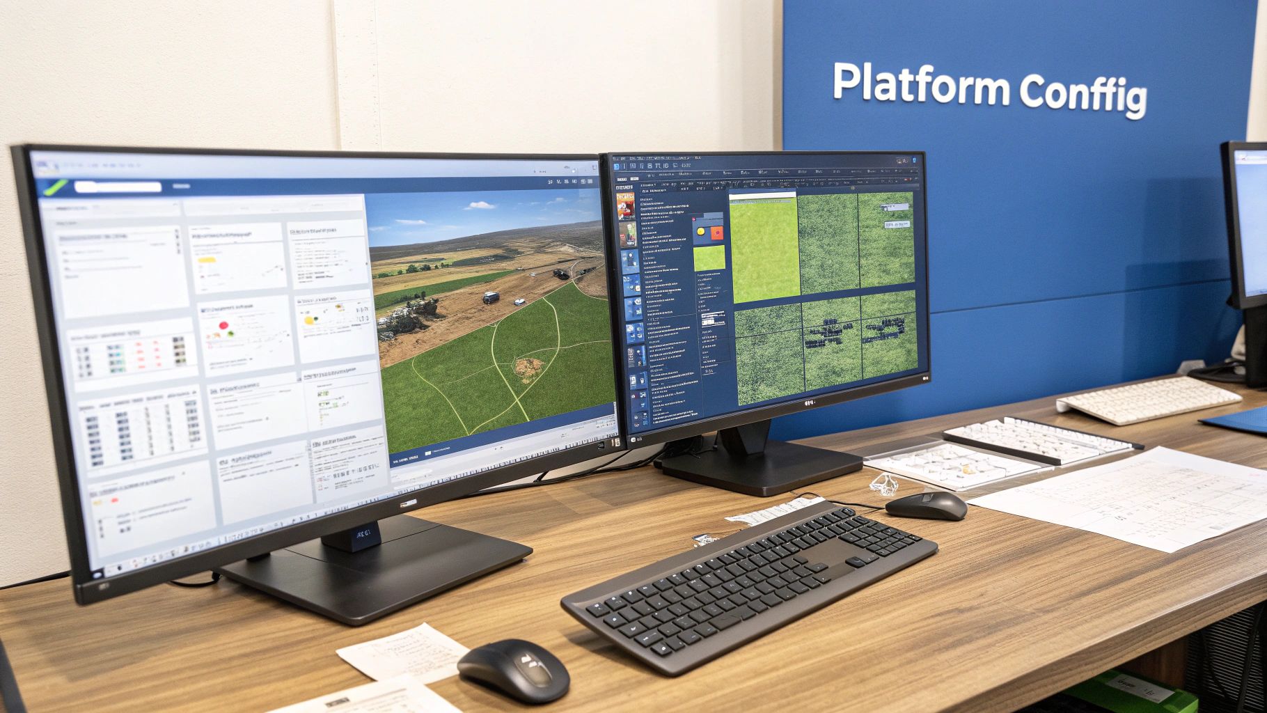 A professional working on a laptop, analyzing charts and data related to CRM configuration.